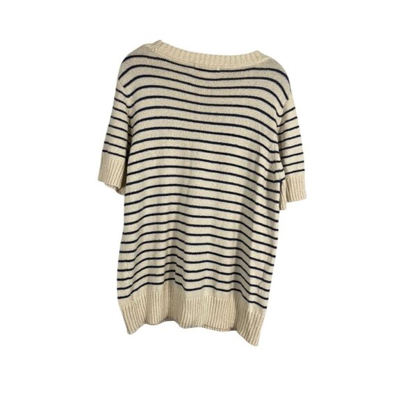 Liz Clairborne Striped Knit Sweater XL Cream Coastal Preppy Retro Boho Neutral - Picture 6 of 9
